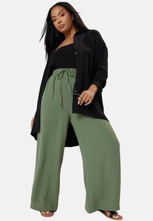 Yours Clothing TWILL WIDE LEG TROUSERS - Stoffhose - khaki