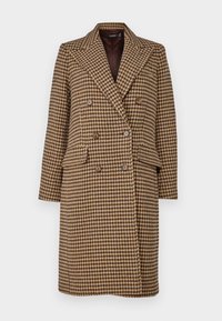 DOUBLE BREASTED HOUNDSTOOTH COAT - Classic coat - brown/tan