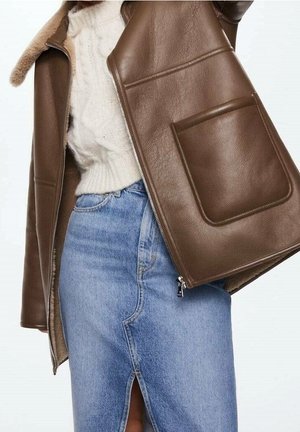 Imitatieleren jas - brown