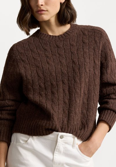 Polo Ralph Lauren CABLE-KNIT WOOL-BLEND CREWNECK SWEATER - Pullover - cedar melange