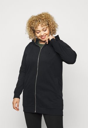 LONGLINE ZIP HOODIE - Hoodie - black