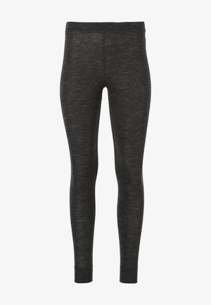 Sorte leggins lavet af blødt, strækbart stof. De har et sømløst design med en slim fit, der smalner ind ved anklen.