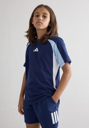 adidas Performance JUNIOR UNISEX - T-shirt till träning - dark blue/glow blue/white