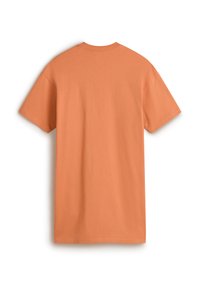 Pomarańczowy T-shirt krótki rękaw, widoczny z tyłu na białym tle.