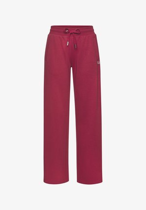 Pantaloni da jogging bordeaux realizzati in tessuto morbido, con vita elastica, dettagli con cordoncino e due tasche laterali per funzionalità.