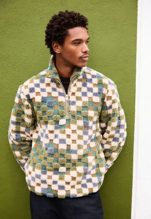Next ZIP NECK FIT - PRINTED - Fleece jumper - blue tan checkerboard