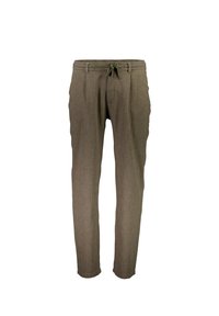 Pantalones de color marrón claro, con cordón ajustable y forma tapered, fabricados con un tejido texturizado. Cuentan con bolsillos laterales y un acabado suave para mayor comodidad.