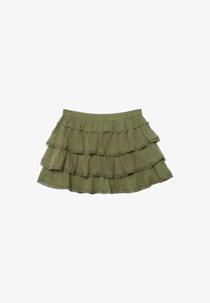 Stradivarius, RUFFLED CRINKLE SKORT - A-Linien-Rock - khaki