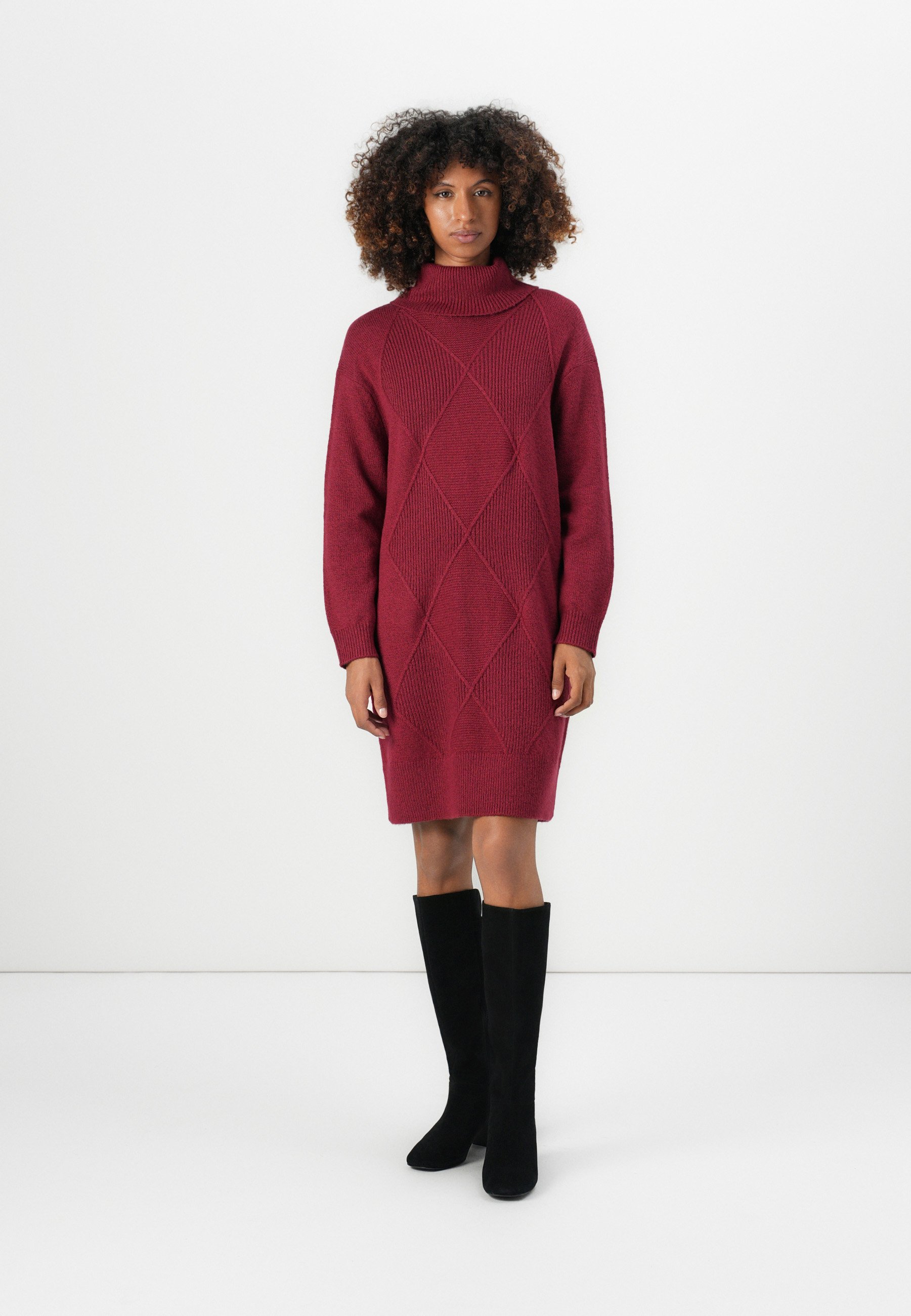 princess polly baby blue dress TOM TAILOR WITH TURTLENECK - Jumper dress - rumba red/bordeaux