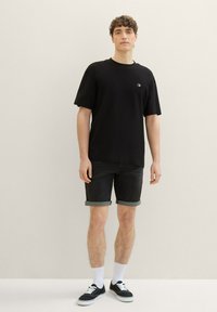 TOM TAILOR DENIM Jeansshorts - used dark stone black denim