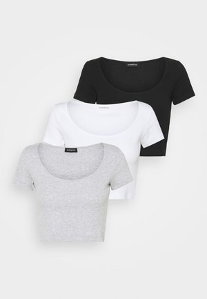 3 PACK - T-shirt print - mottled light grey/white/black