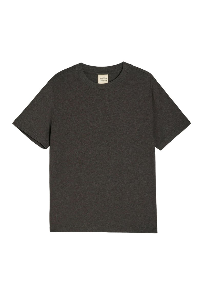 Czarna szara, krótki rękaw t-shirt wykonany z miękkiej bawełny. Posiada okrągły dekolt i minimalistyczny design bez wzorów czy akcentów.