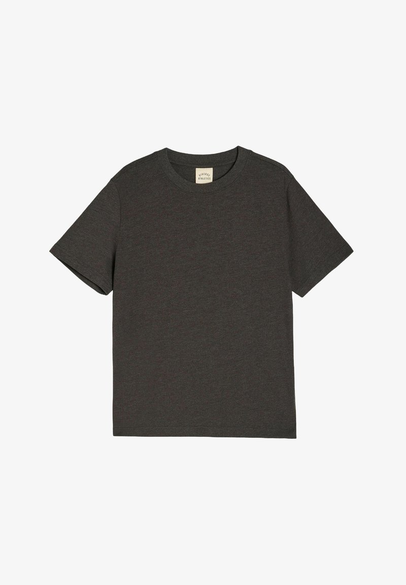 Czarna szara, krótki rękaw t-shirt wykonany z miękkiej bawełny. Posiada okrągły dekolt i minimalistyczny design bez wzorów czy akcentów.