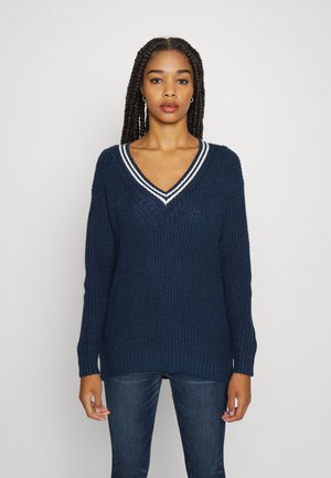 TIPPED VEE NECK - Trui - navy