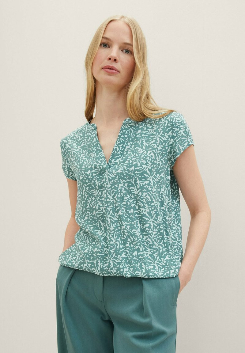 TOM TAILOR - Blouse - green abstract leaf print, Vergroten