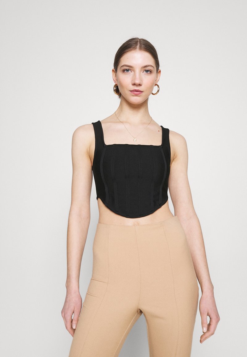 Damen T-Shirts | Missguided BANDAGE CORSET Top black/schwarz - HZ68009 Damen T-Shirts | Missguided BANDAGE CORSET Top black/schwarz - HZ68009