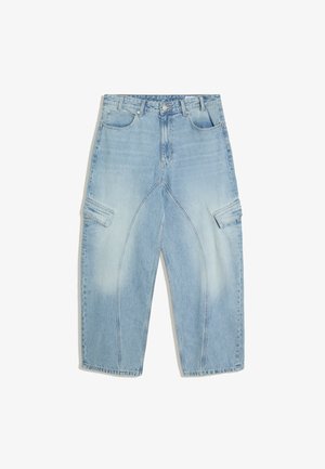 Bershka, NEO BARREL CARGO JEANS - Jeans Straight Leg - light blue