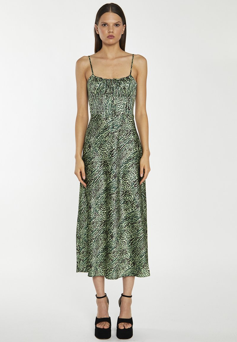 Glamorous SLIP IN AMBER DITSY FOLK - Freizeitkleid - green black animal