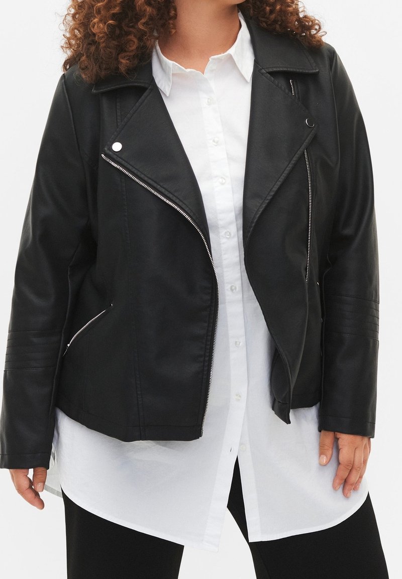 Zizzi Veste en similicuir - black