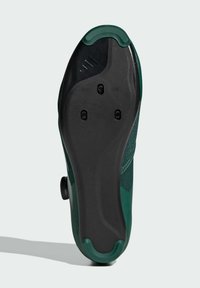 Green athletic shoe with a textured upper, a black rubber sole, and a smooth heel cap. Features a dial for a secure fit and cleat holes.