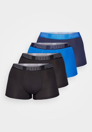 Must mustadrud, tumes, ja sinised bokserid elastse Puma-brändiga vöökohtadega. Valmistatud siledast kangast, millel on keha lähedane lõige ja reie keskosa pikkus.