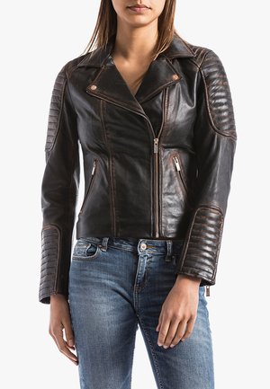 VOLGA - Leather jacket - vintage black