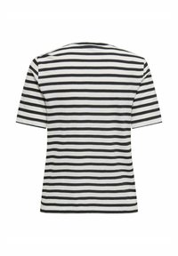 Gestreept T-shirt met korte mouwen, voorzien van zwart-witte horizontale strepen, gemaakt van zacht katoen, met een ronde hals en een ontspannen pasvorm.