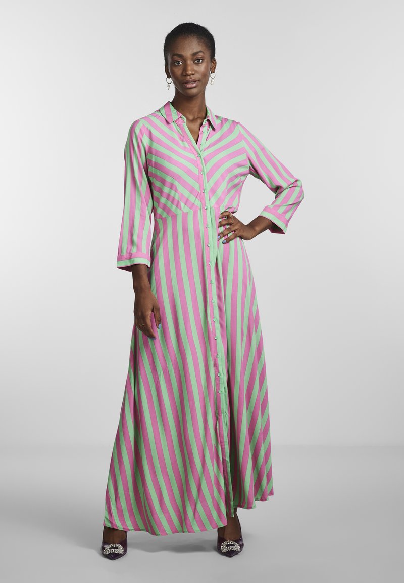 YAS YASSAVANNA LONG SHIRT DRESS - Skjortklänning - katydidstripes azelia pink