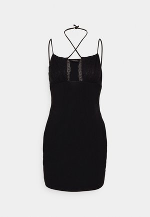 Even&Odd Petite STRAPPY LACE INSERT OPEN NECKLINE MINI BODYCON DRESS - Koktel haljina / svečana haljina - black