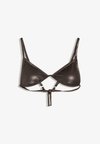 LAMINATED-EFFECT TRIANGLE - BIKINI TOP - Haut de bikini - dark brown