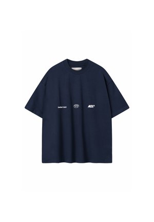 Another Cotton Lab, LATE NIGHT TALKS T-SHIRT UNISEX - Triko s potiskem - navy blue