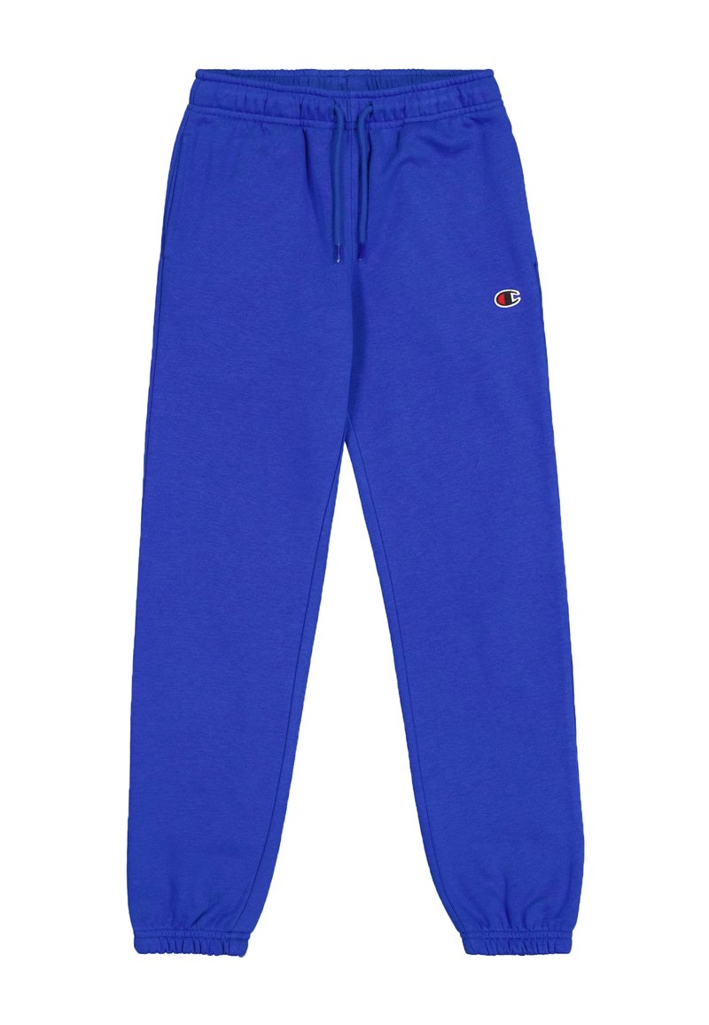 Blauwe sweatpants gemaakt van een katoenmix, met een elastische tailleband met trekkoorden en taps toelopende manchetten, met een klein logo aan de zijkant.