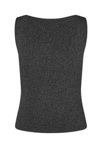 Sort ærmeløs top i en tætsiddende model, lavet af et tekstureret strikket stof med subtil glans, med en rund halsudskæring og glatte kanter.