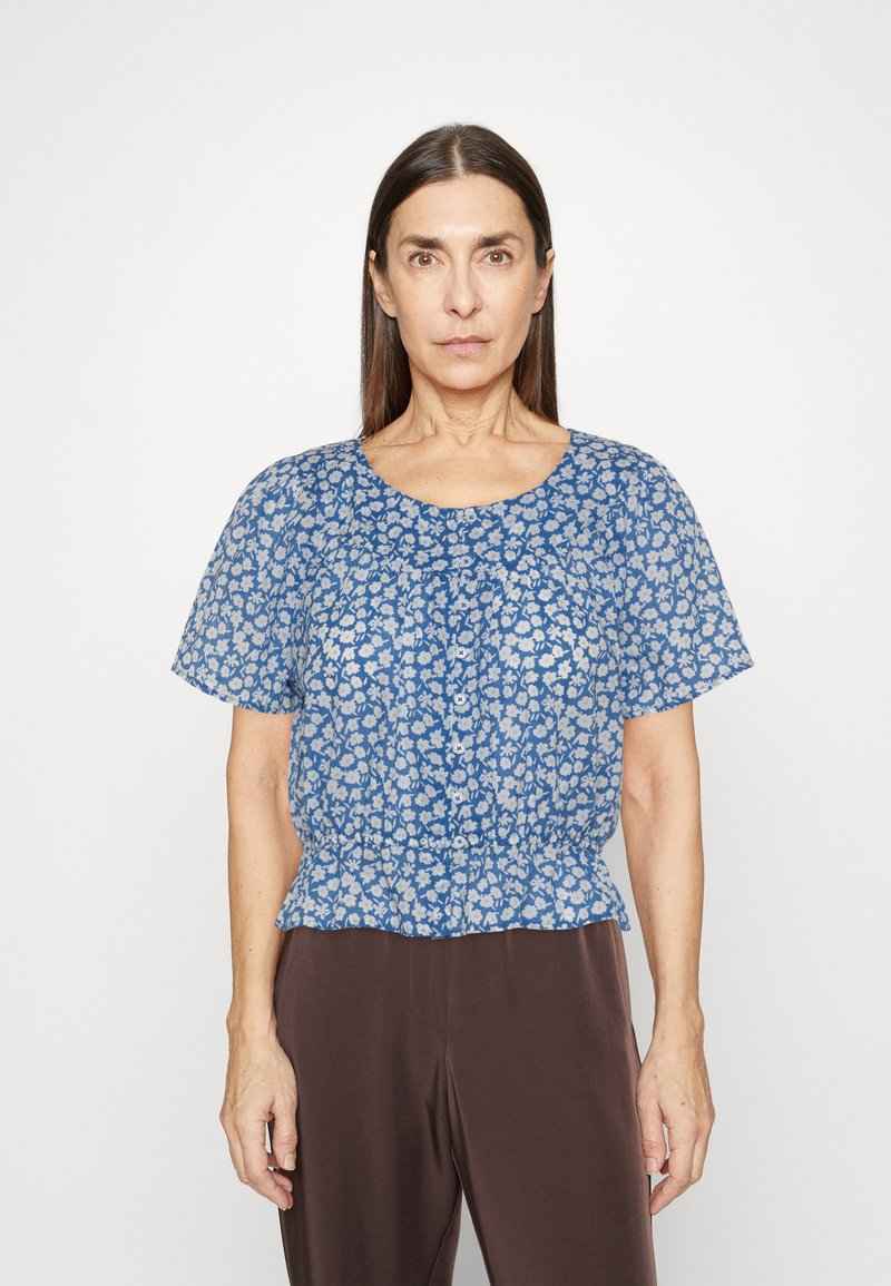 Marc O'Polo DENIM SHORT SLEEVE ROUND NECK - Blouse - mediterranean blue ...