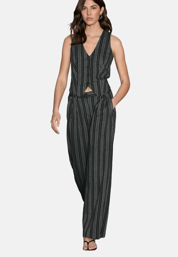 STRAIGHT LEG TEXTURED STRIPED - Stoffhose