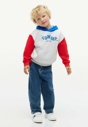 Tommy Hilfiger, TOMMY HILFIGER COLOUR-BLOCKED LOGO TERRY HOODY - Felpa con cappuccio - grey orange