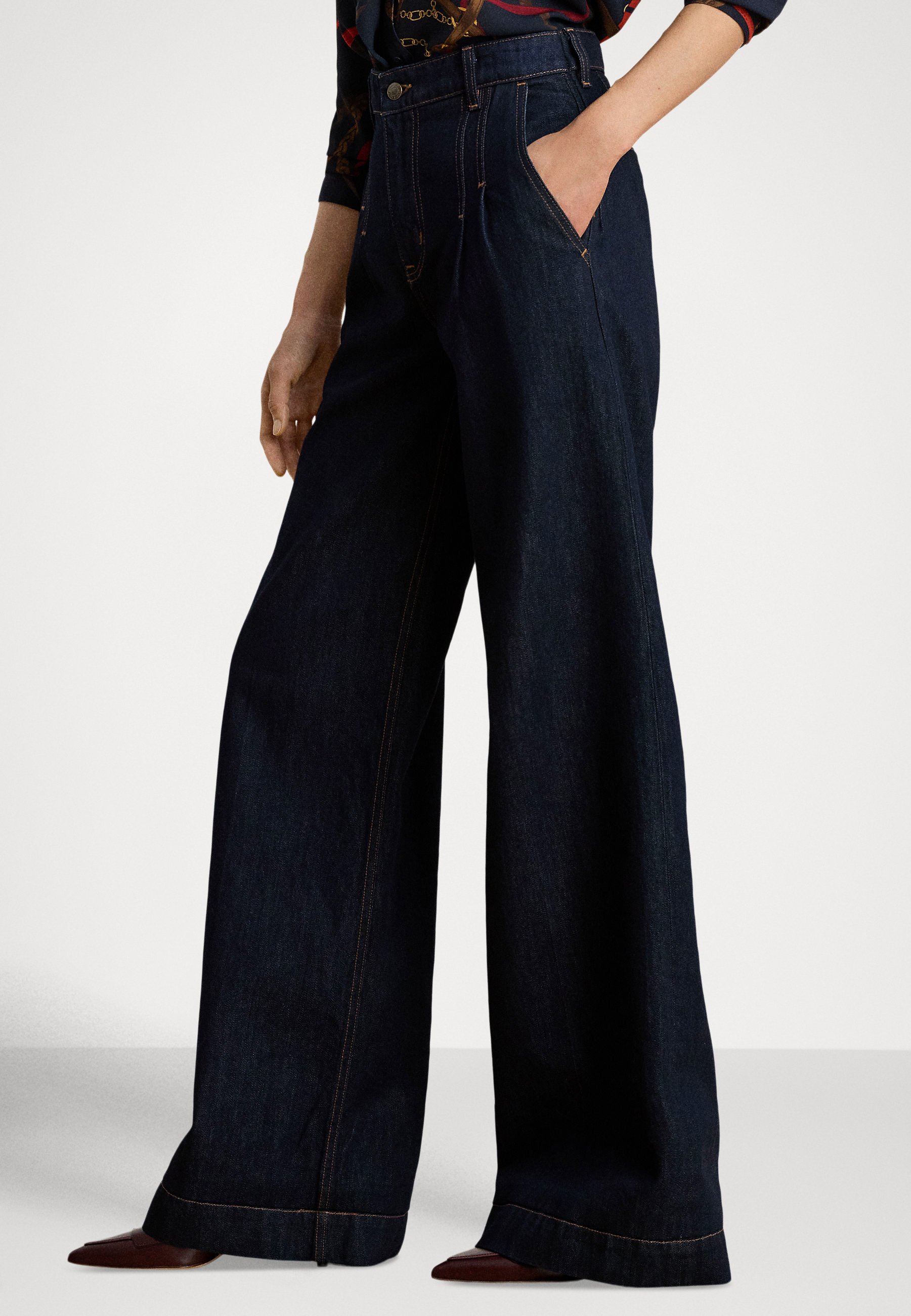 Lauren Ralph Lauren PLEATED HIGH-RISE WIDE-LEG JEAN - Relaxed fit