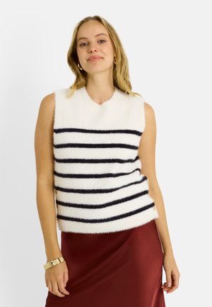 PULL SANS MANCHES RAYÉ - Jersey de punto - noir