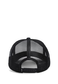 Melns acu siets beisbola cepure ar noapaļotu formu, regulējama aizdare ar snapback un ventilētu aizmuguri gaisa cirkulācijai. Vienkāršs un funkcionāls dizains.