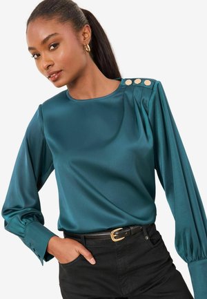 REGULAR FIT - BUTTON SHOULDER DETAIL - Blouse - teal/blue