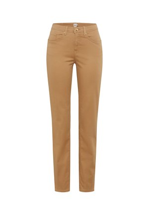 Tan katoenen chinos met een slim fit, vijf zakken en een enkele knoopsluiting. Minimalistische stikseldetails op de zakken en de tailleband.