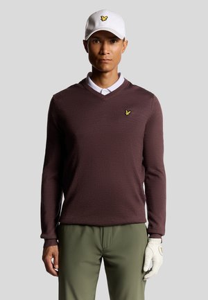 V NECK - Stickad tröja - z berry