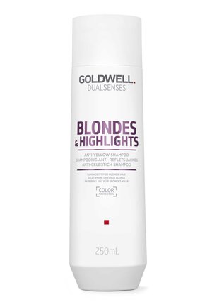 Goldwell Dualsenses Blondes & Highlights Anti-Gelb Shampoo, 250 ml Flasche, zum Schutz der blonden Haarfarbe und für leuchtenden Glanz.