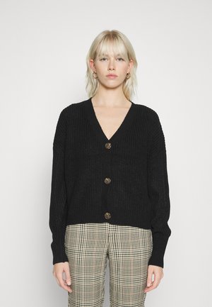 Vero Moda VMLEA LS V NECK CUFF NOOS - Kardigán - black