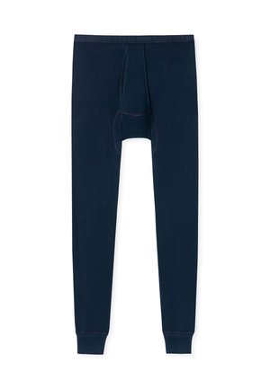 Tmavě modré spodky termoprádla na celou délku se strečovým pasem a zesíleným prošitím v oblasti rozkroku.