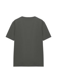 Dark green cotton t-shirt with short sleeves, a round neckline, and a smooth texture. The design is simple with no visible patterns or accents.