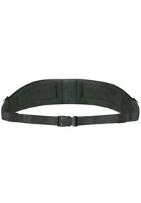 Verstellbarer schwarzer Netz-Taillengürtel mit einer strapazierfähigen Schnalle, einem gepolsterten Innenbereich für Komfort und einem eleganten, geschwungenen Design.