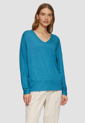 LANGARM MIT V AUSSCHNITT - T-shirt à manches longues - azurblau