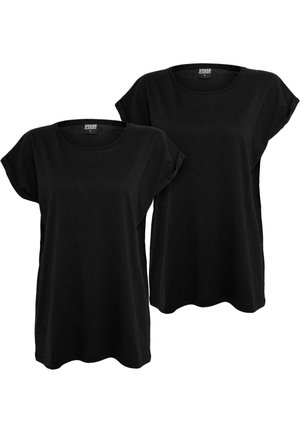 EXTENDED SHOULDER 2-PACK - Basic T-shirt - black black