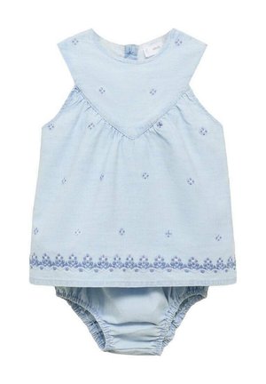 FROG WITH EMBROIDERED DETAILS - Denimové šaty - light blue